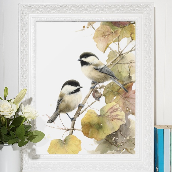 Watercolor Chickadee Bird Portrait Wall Art Print, Unframed - Charming Nature - Picture 7 of 7